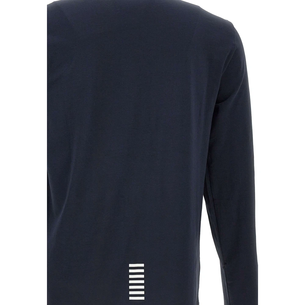 Emporio Armani EA7 Blauw Stretch Katoenen Poloshirt Blue Heren
