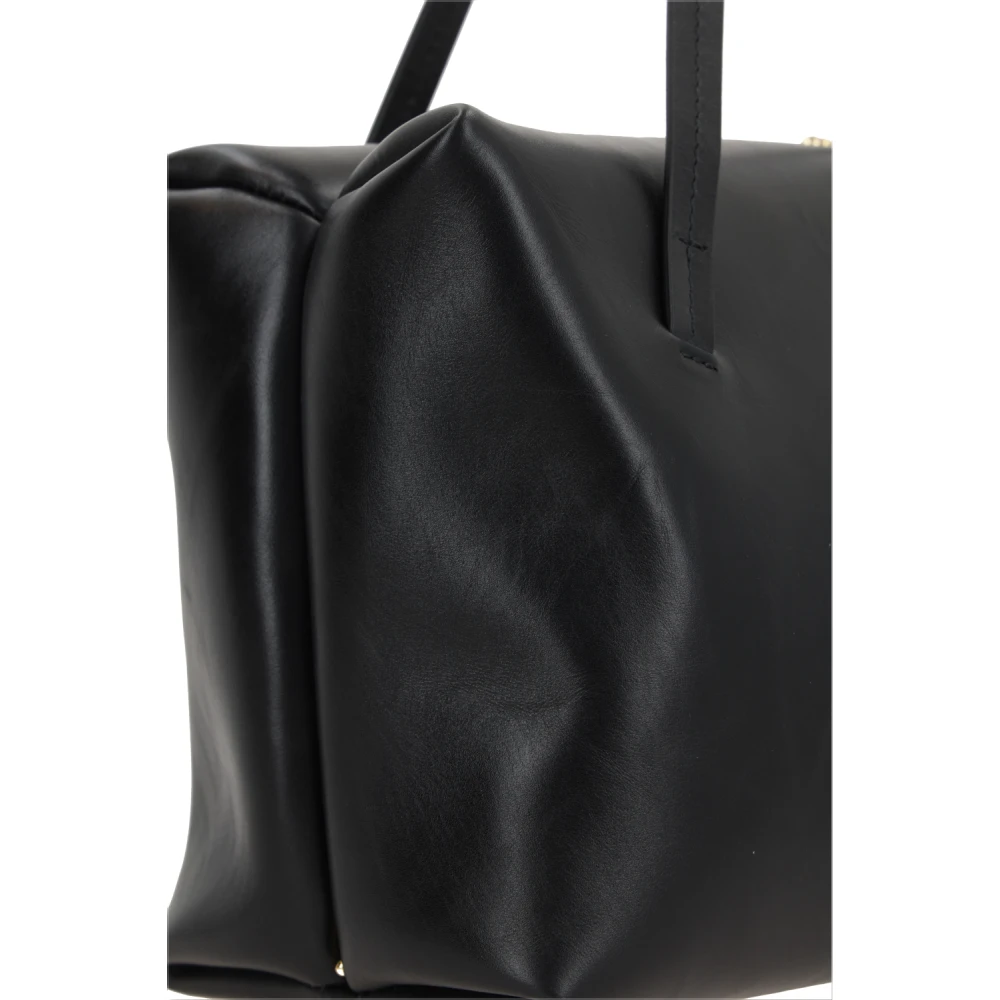 Jil Sander Zwarte leren handtas met gouden hardware Black Dames