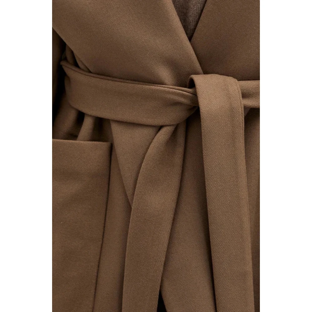Róhe Khaki Hooded Wrap Jas Brown Dames