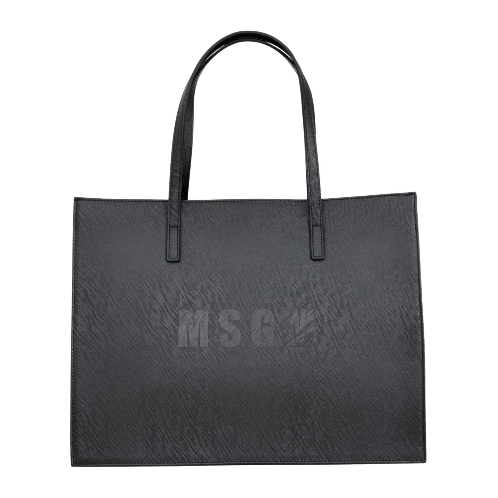 Msgm Zwarte Shopper Tas met Logo Black Dames