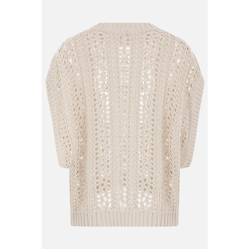 BRUNELLO CUCINELLI Lichtbeige Katoenen Gebreide Trui Beige Dames