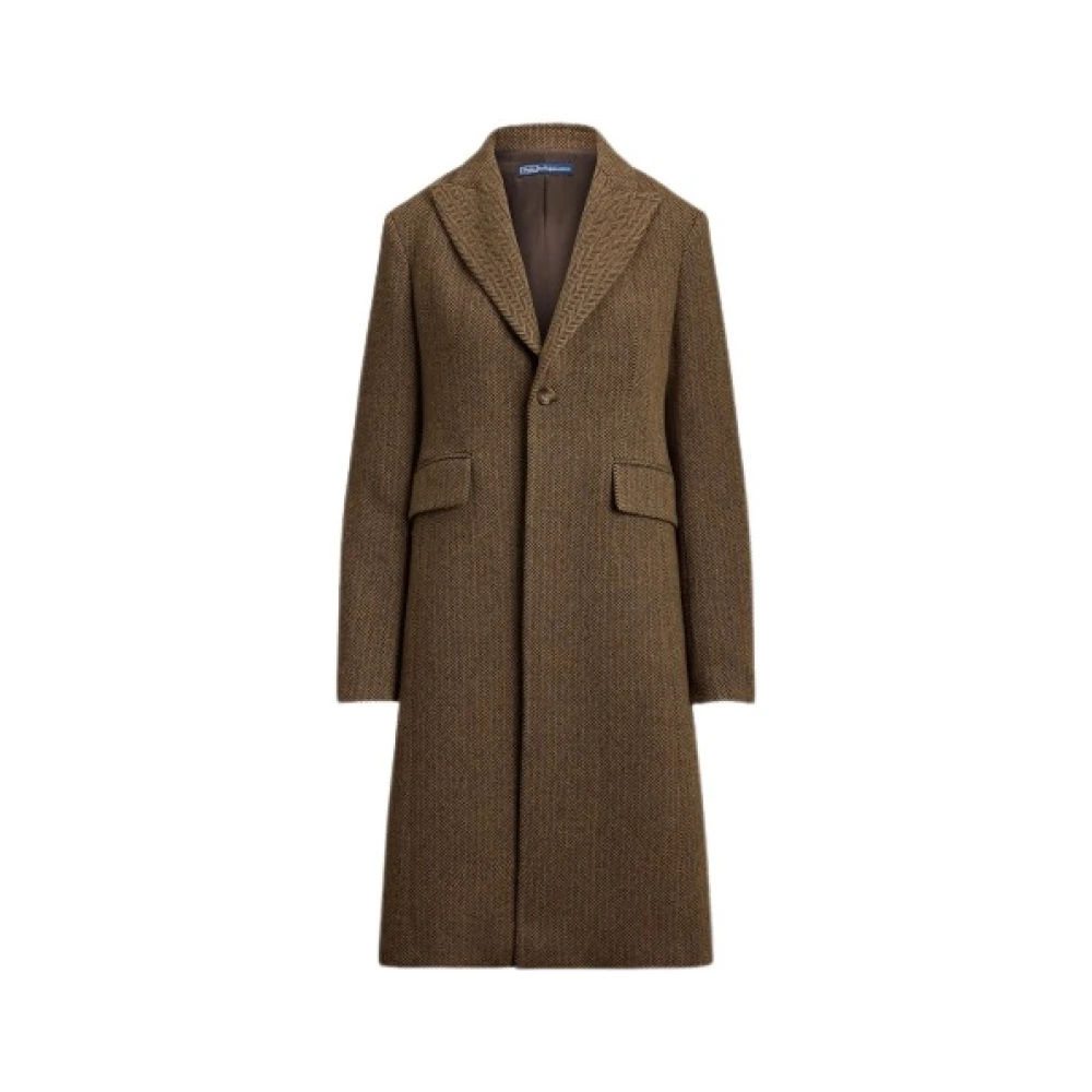 Polo Ralph Lauren Brown Long Wool Chevron Coat - Female - Single-Breasted Coats - 2XS - Coats