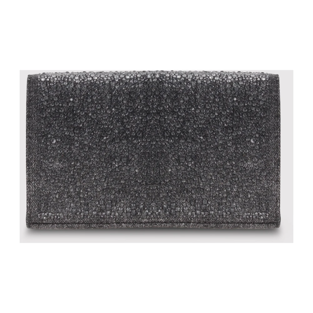 Diesel Kristal Denim Portemonnee met Schouderband Black Dames