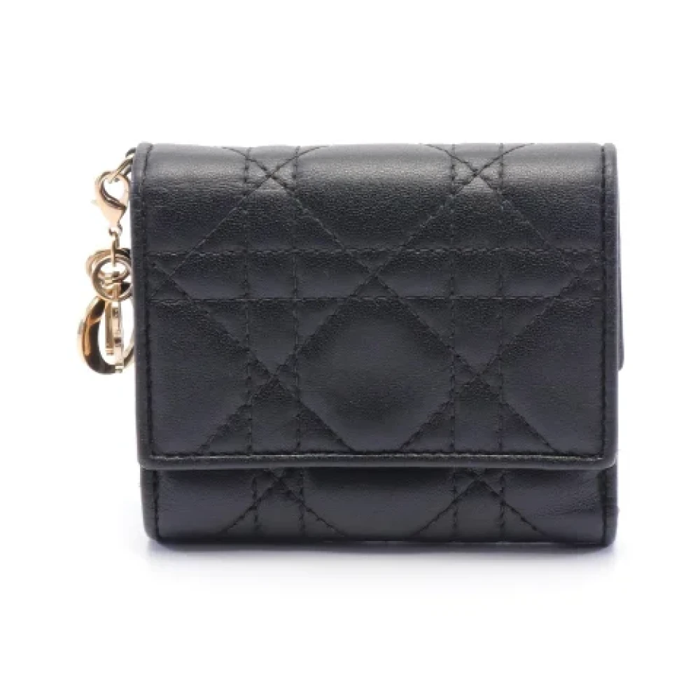 Dior Vintage Pre-owned Leather wallets Black Dames