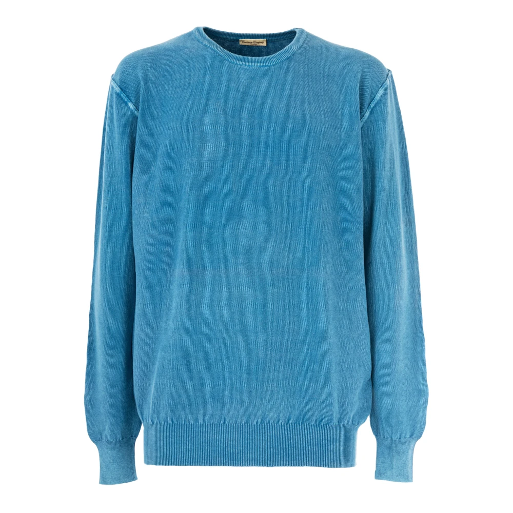 Cashmere Company Herr Rund Hals Tröja Blue, Herr