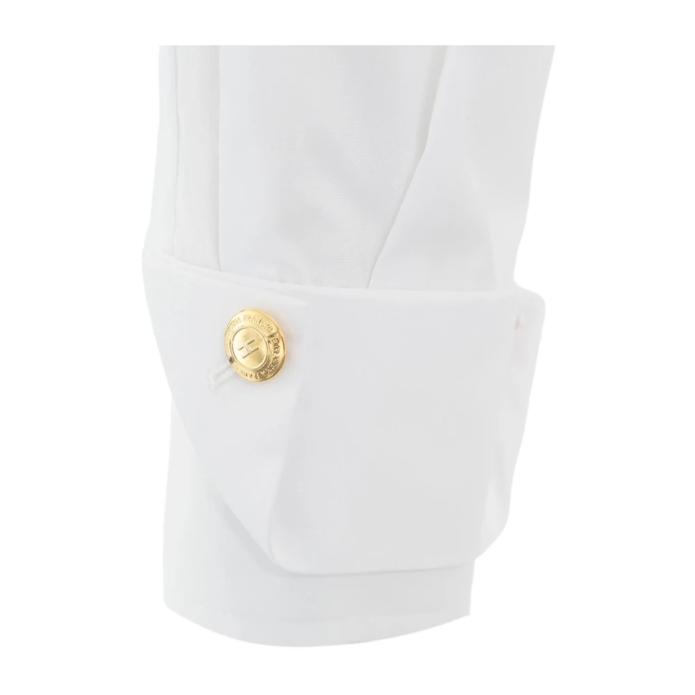 Elisabetta Franchi Witte Blouse met Logo Borduurwerk White Dames