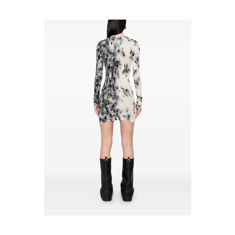 The Attico Witte Geborduurde Logo Lange Mouw Jurk White Dames