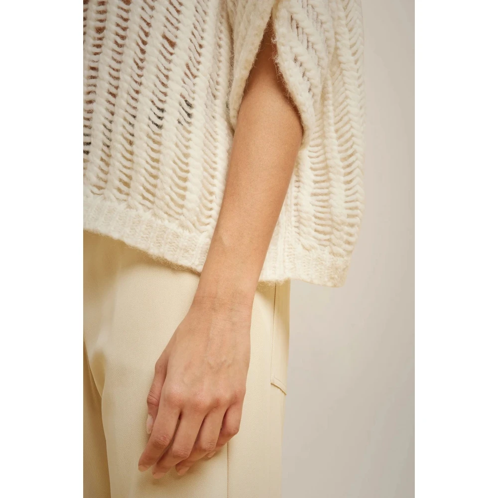 Liviana Conti Alpaca en wollen trui astrakan steek Beige Dames