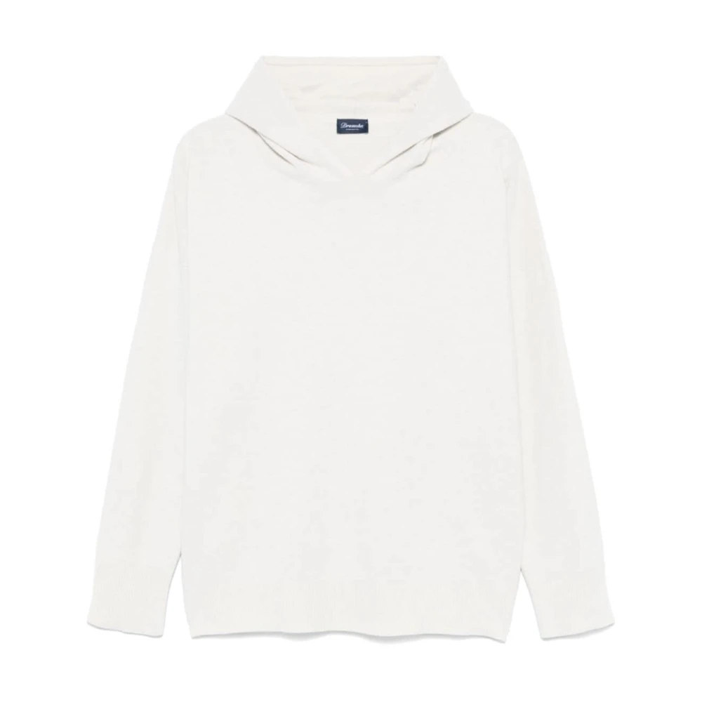 Drumohr Witte Gebreide Hoodie Trui White Heren