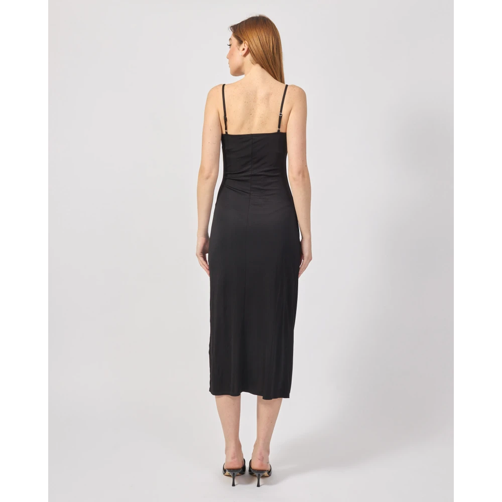 Armani Exchange Zwarte lange jurk met dunne bandjes Black Dames
