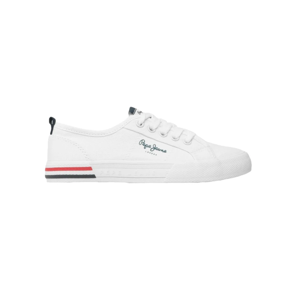 Pepe Jeans Ungdomliga Canvas Sneakers för Aktiva Barn White, Flicka