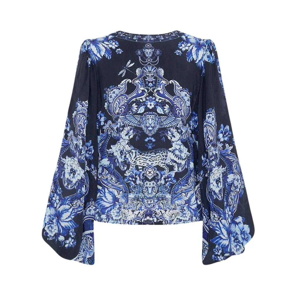 Camilla Delft Dynasty V-hals Blouson Mouw Blouse Blue Dames