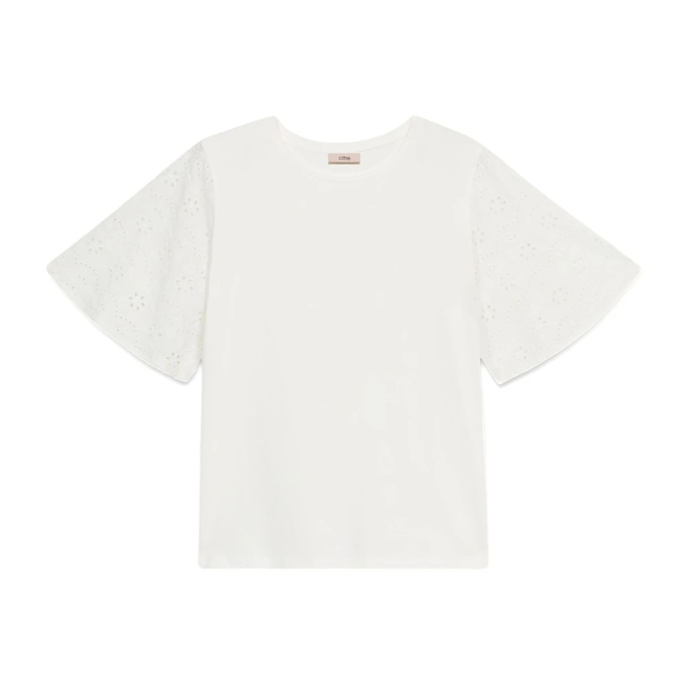 Oltre Kanten Mouw T-shirt White Dames