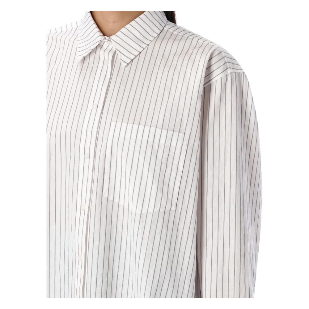 Anine Bing Gestreept Katoenen Overhemd met Oversized Pasvorm White Dames