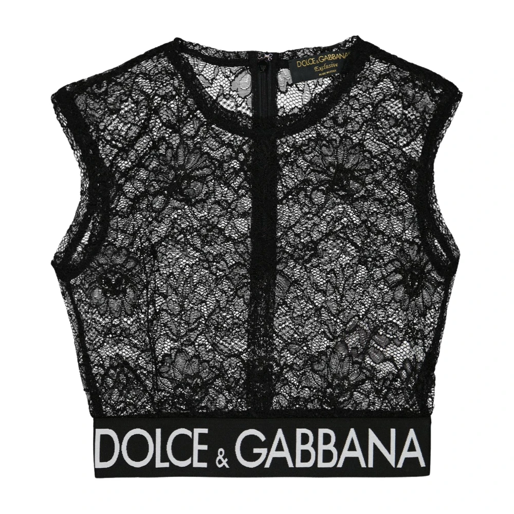 Dolce & Gabbana Kant Top Mouwloze Korte Jurk Black Dames