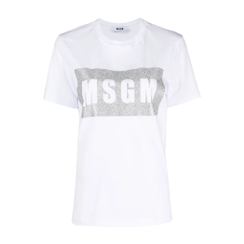 Msgm Katoenen T-shirt met uniek ontwerp White Dames
