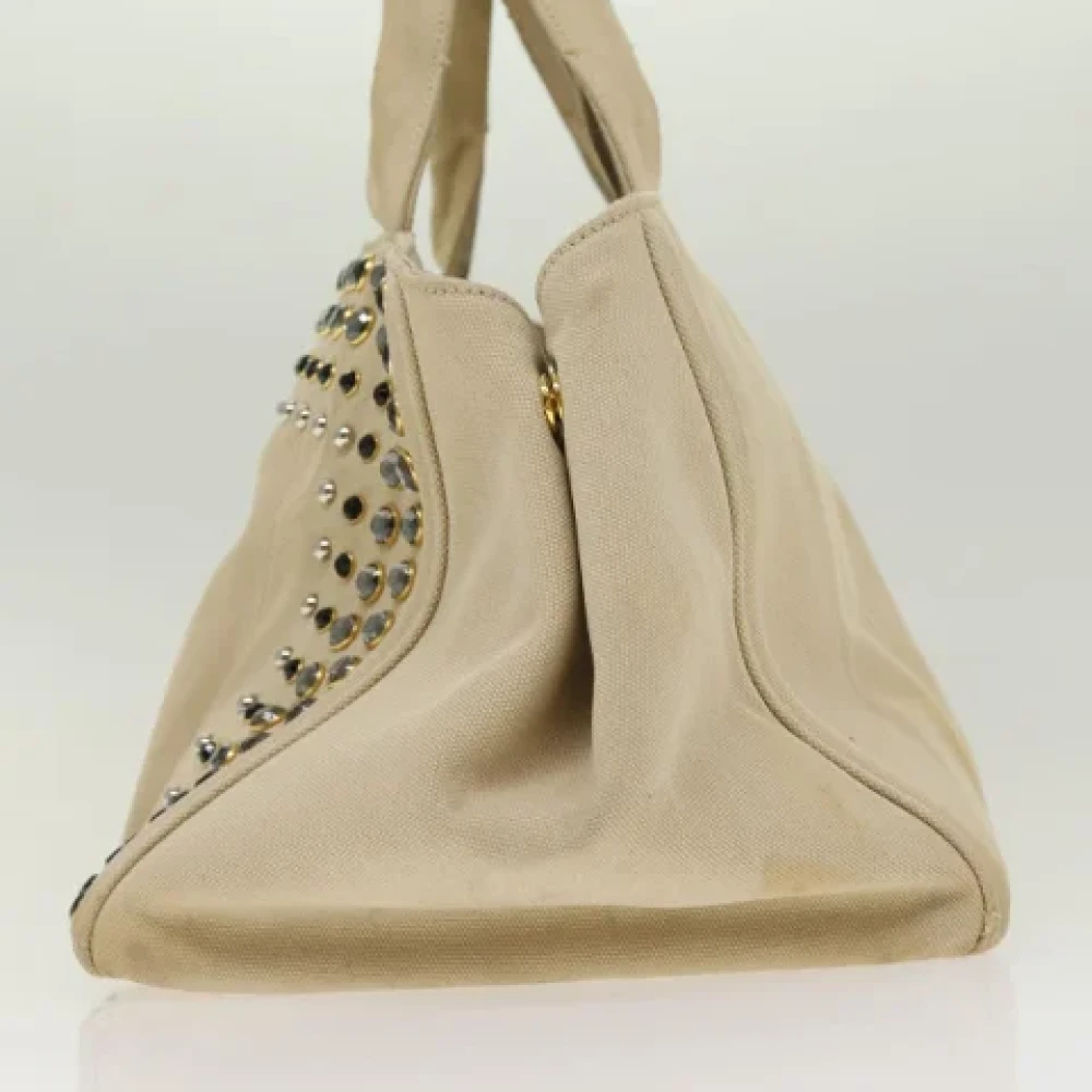 Prada Vintage Pre-owned Canvas handbags Beige Dames
