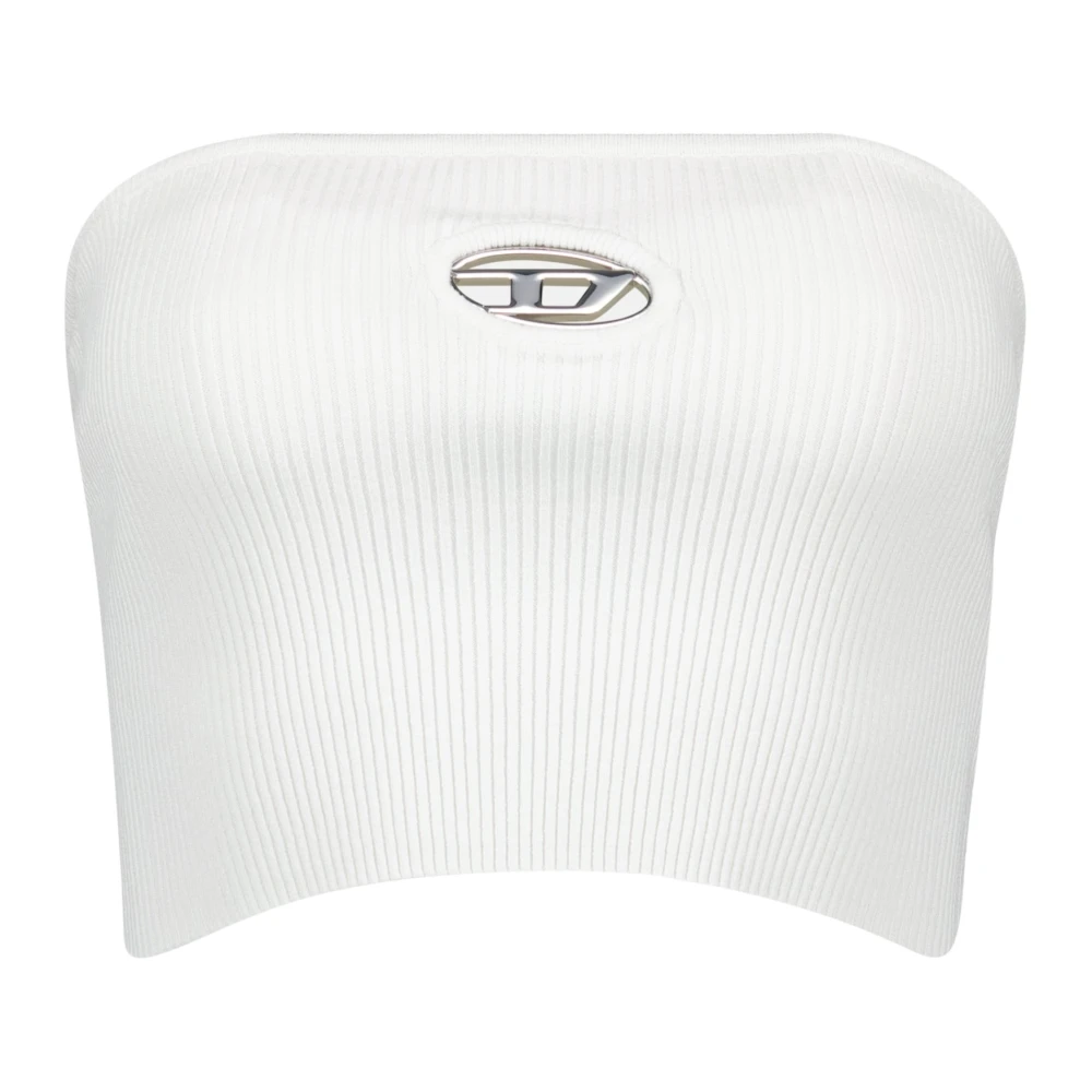 Diesel Geribbeld Wit Crop Top White Dames