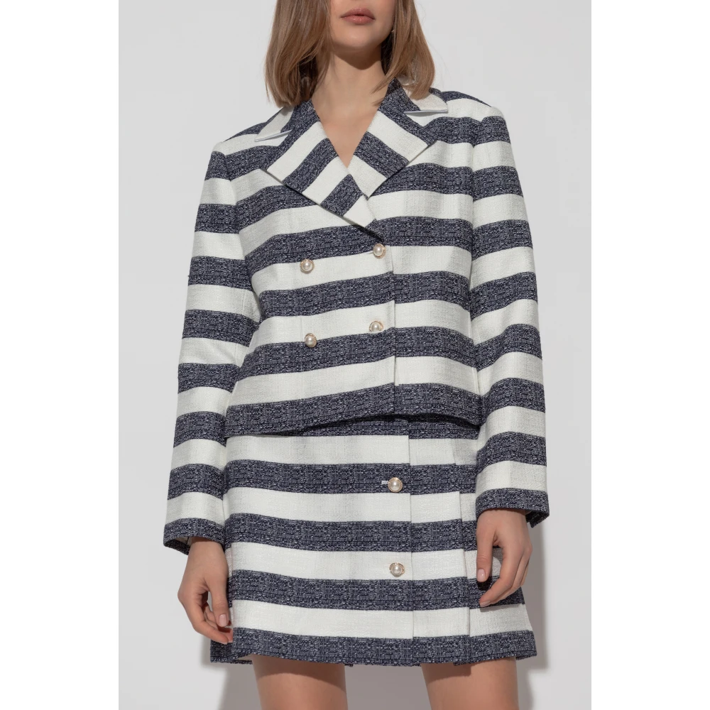 Kate Spade Double-breasted blazer met streepmotief Blue Dames