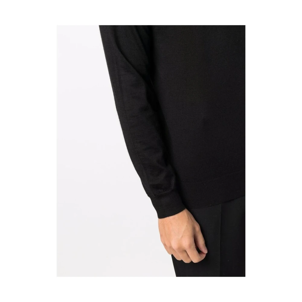 Mauro Ottaviani Zwarte Kasjmier-Zijde Roll-Neck Coltrui Black Heren