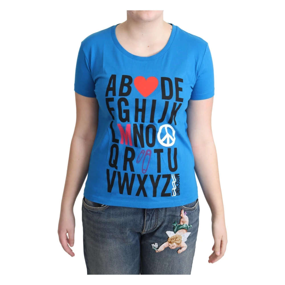 Moschino Women's Blue T-Shirts, S, Chic Alphabet Cotton T-Shirt