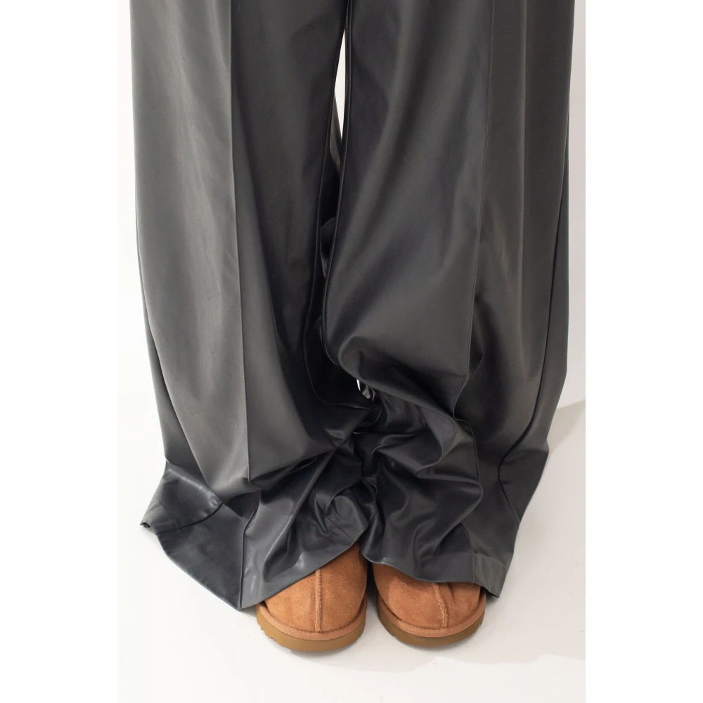 Babylon Wijde Eco-Leren Broek in Grigio Gray Dames
