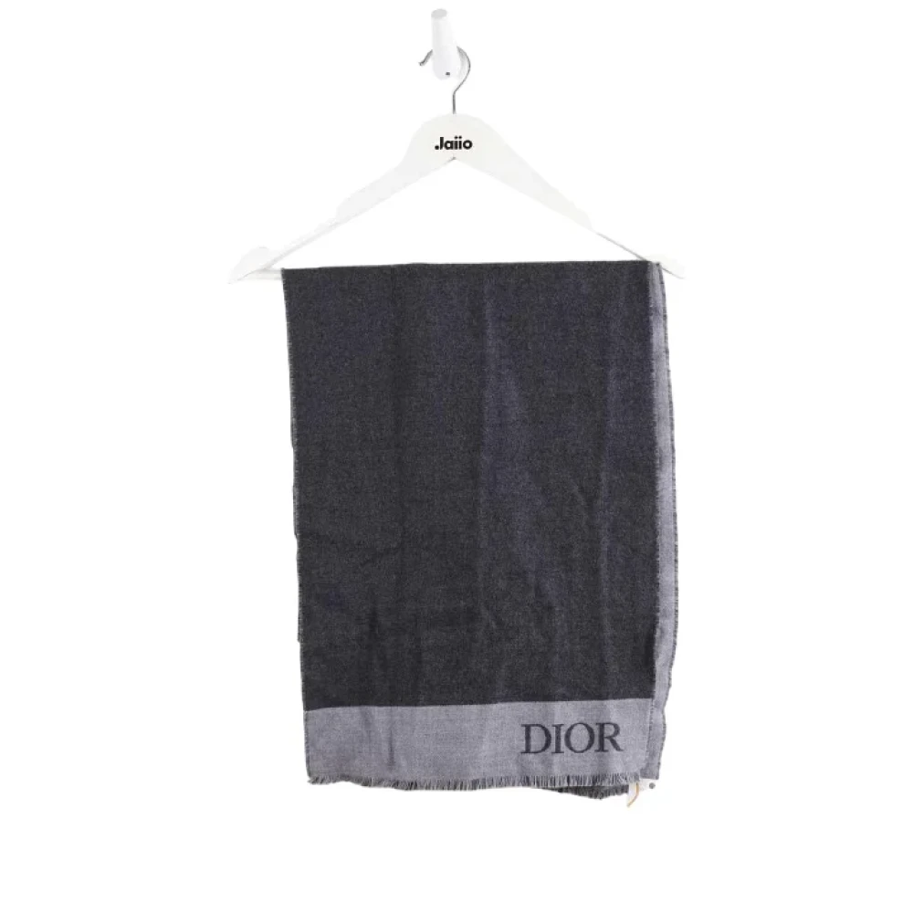 Dior Vintage Pre-owned Wool scarves Gray Dames