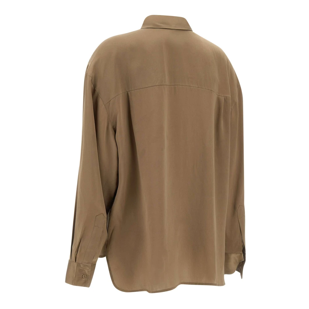 IRO Zijden Khaki Shirt met Lange Mouwen Brown Dames