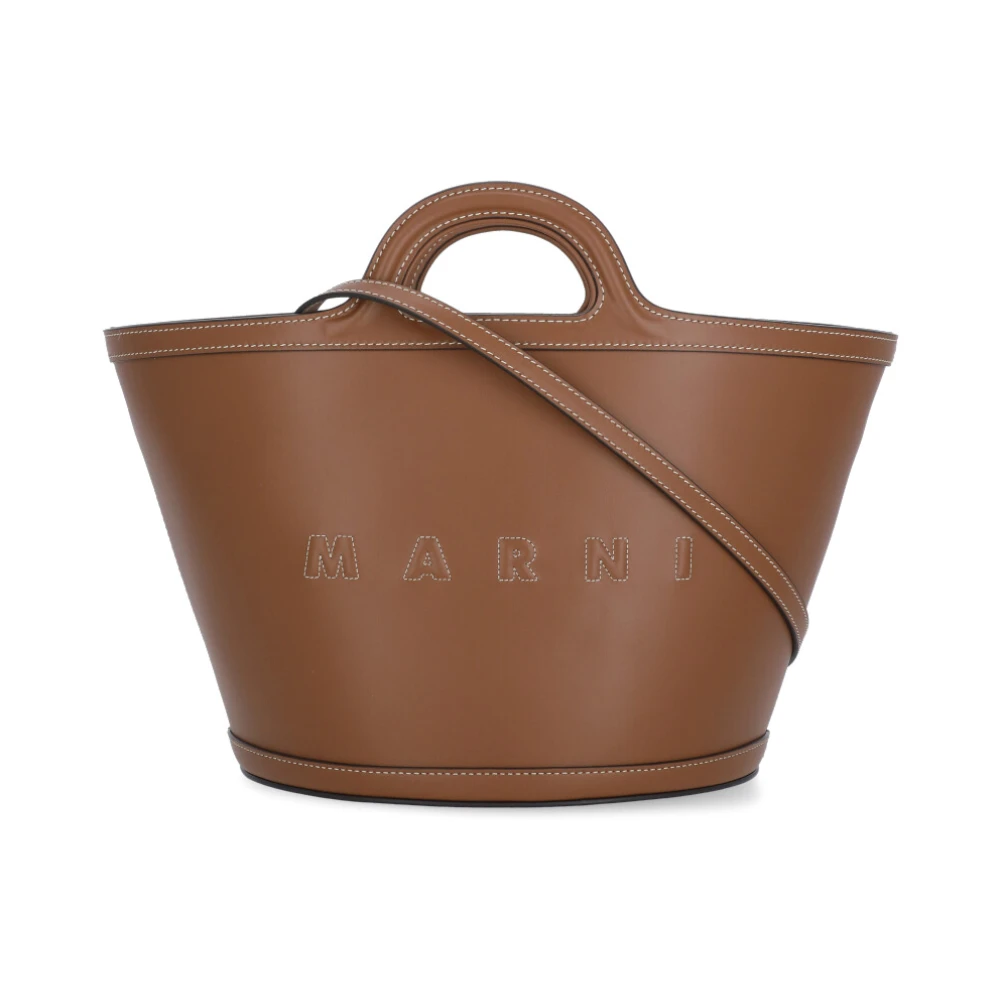 Marni Brun Läder Tote Väska Brown, Dam