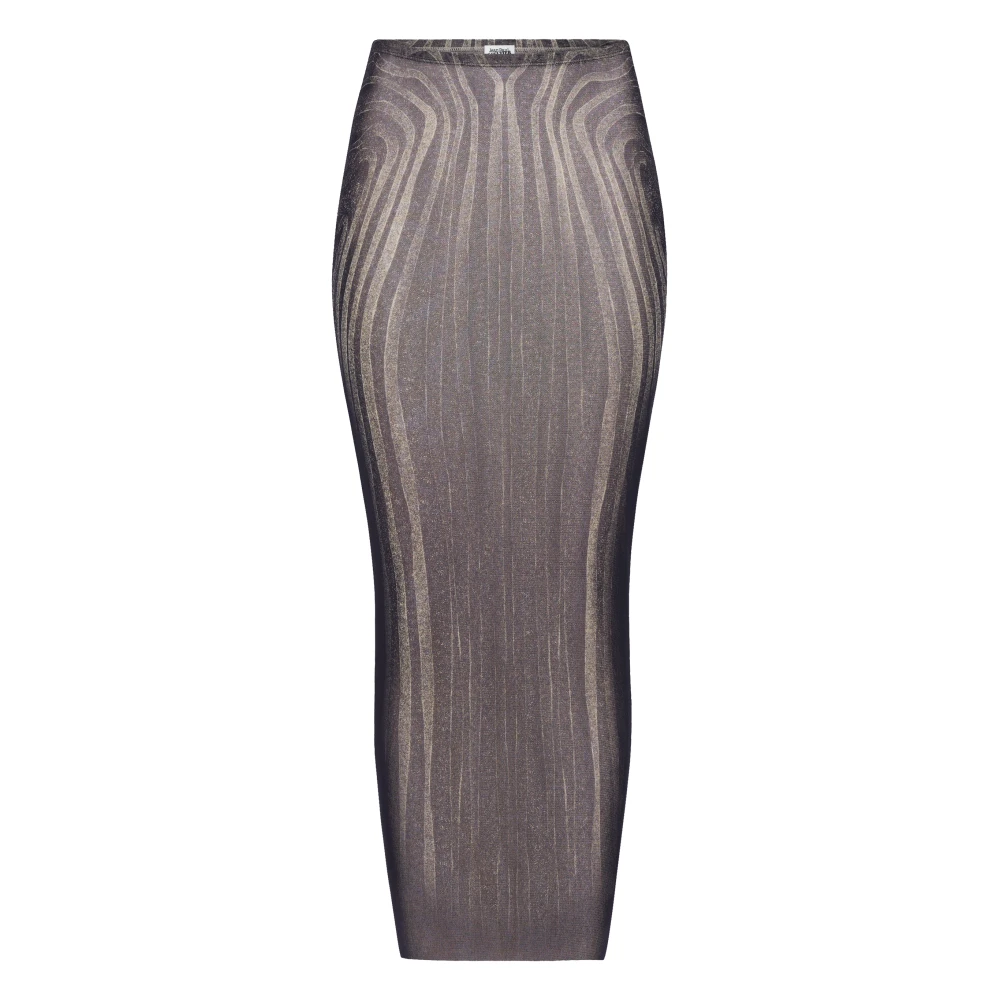 Jean Paul Gaultier Zwarte Spiraal Mesh Lange Rok Black Dames