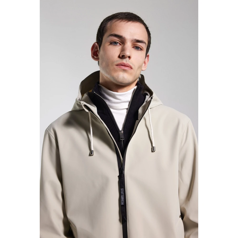 Stutterheim Lichtgewicht Waterdichte Rits Regenjas Beige Heren