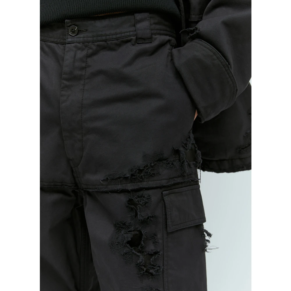 Diesel Versleten Katoenen Twill Panelbroek Black Heren