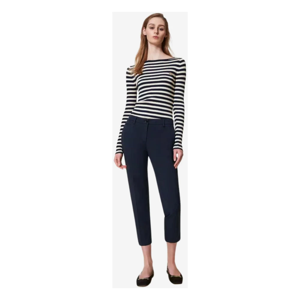 Twinset Blauwe Cropped Chino Broek Blue Dames