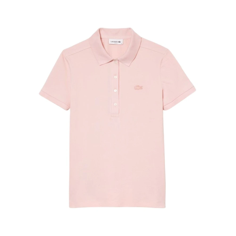 Lacoste Kvinno Rosa Toppar Dam, 2XS, Bomull, Stretch Bomull Piqué Ärmlös Polo