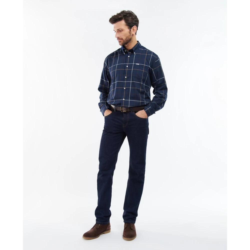 Barbour Navy Regular Fit Overhemd Tattersall Stijl Blue Heren