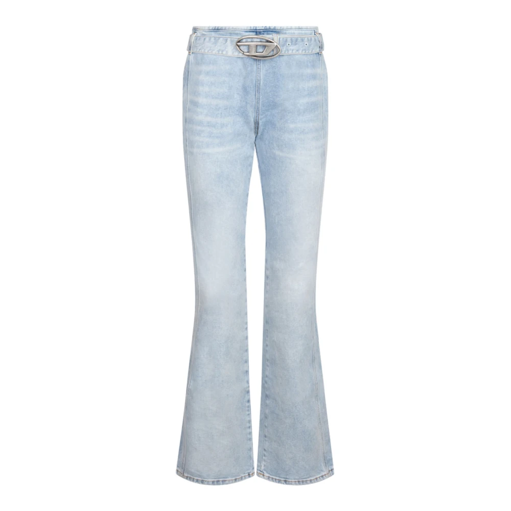Diesel Women's Blue Flared Denim Jeans With Oval Logo - Flare Jeans - W28 - Jeans