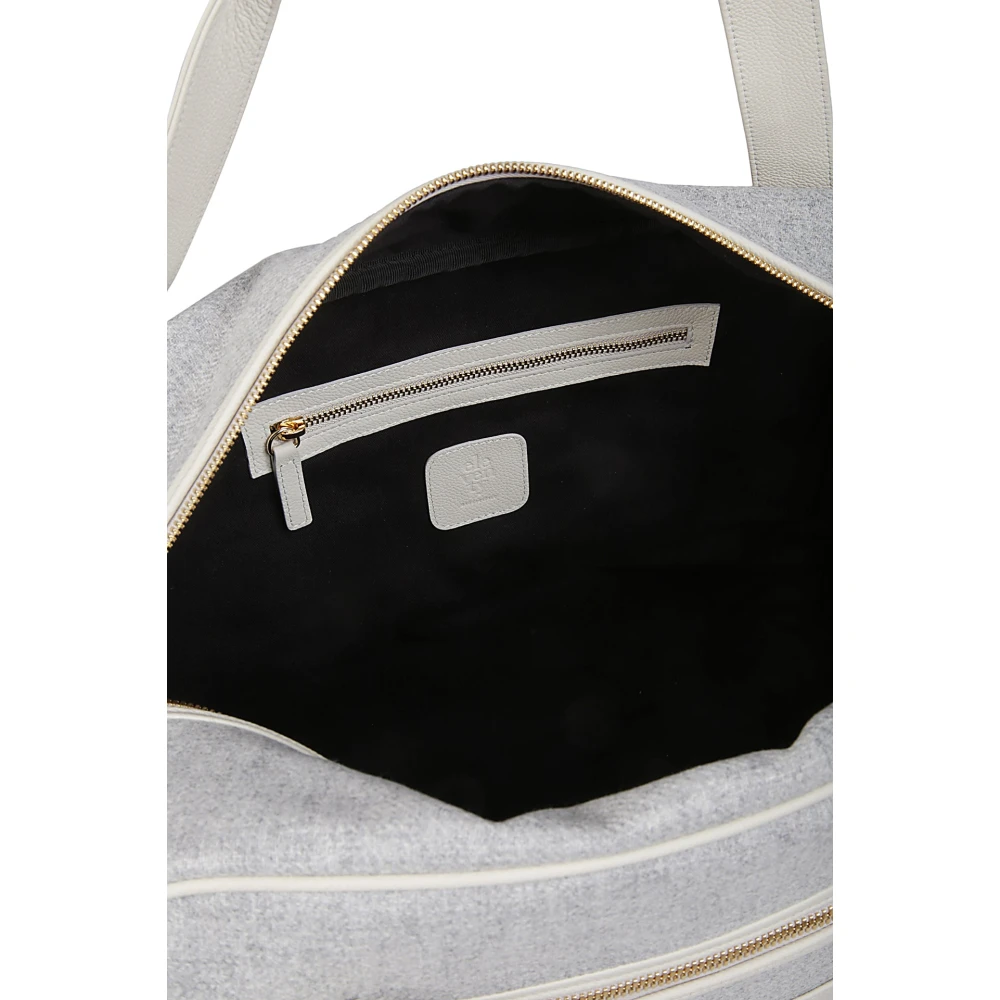 Eleventy Wollen en Leren Duffeltas Gray Unisex