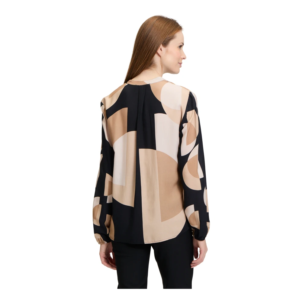 Betty Barclay Grafische Print Lange Blouse met Opstaande Kraag Multicolor Dames