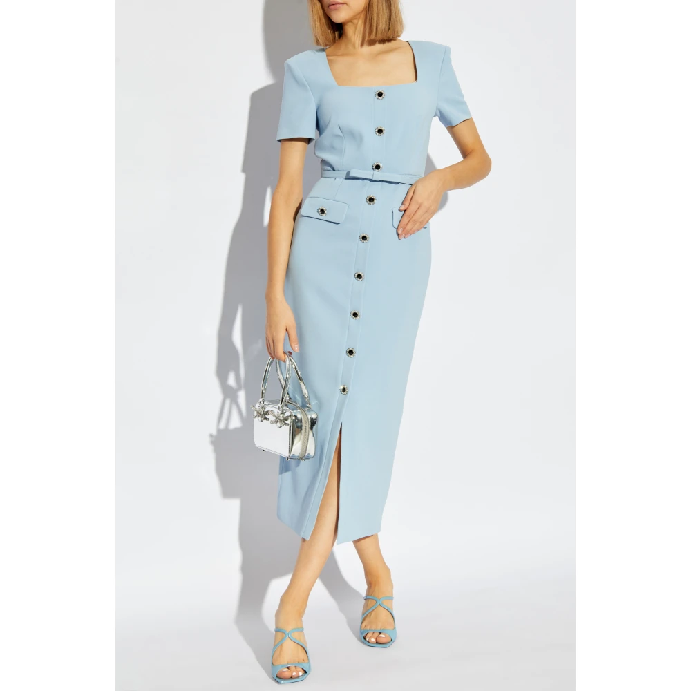 Self Portrait Kanten Kristalversierde Midi Jurk Blue Dames