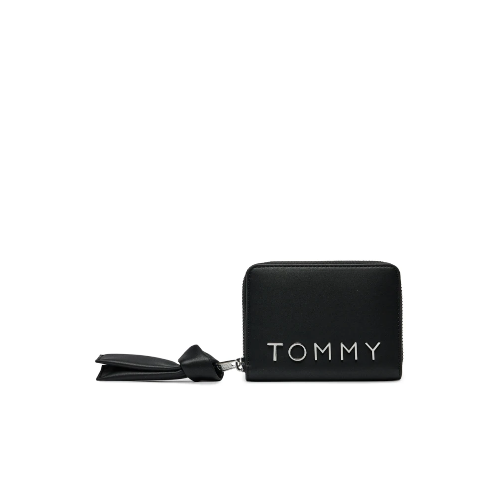 Tommy Jeans Zwarte PU Leren Portemonnee Kaarthouder Black Dames