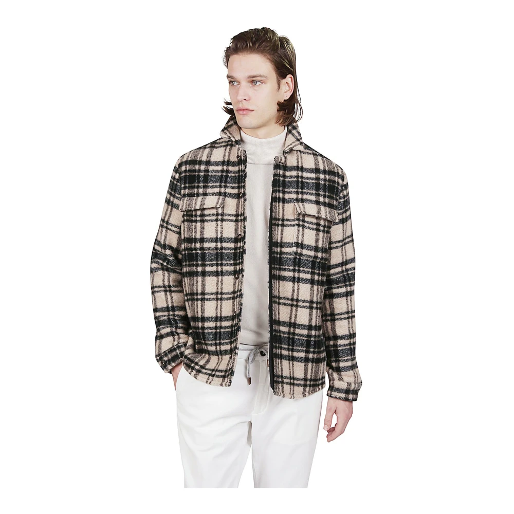 Eleventy Alpaca Wool Over Shirt Prince of Wales Multicolor Heren
