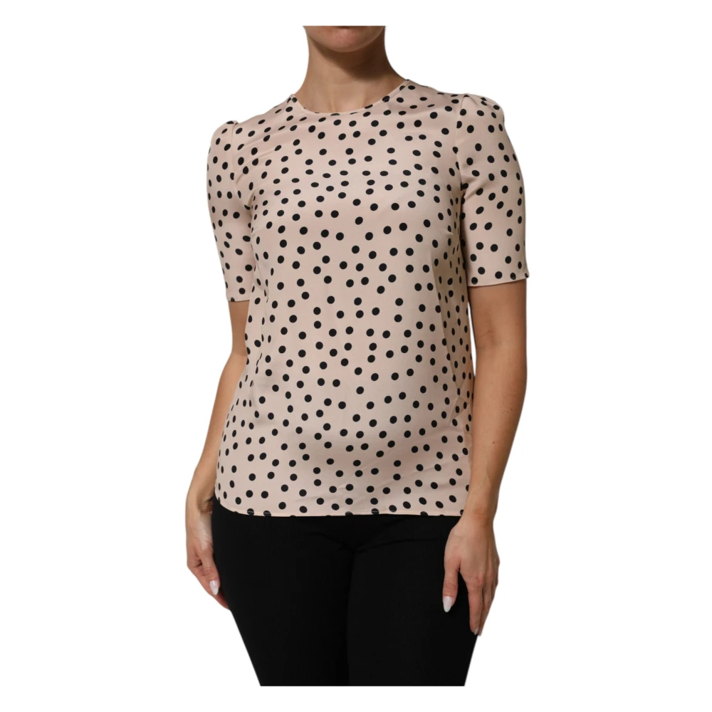 Dolce & Gabbana Women's Beige Polka Dot Silk Blouse