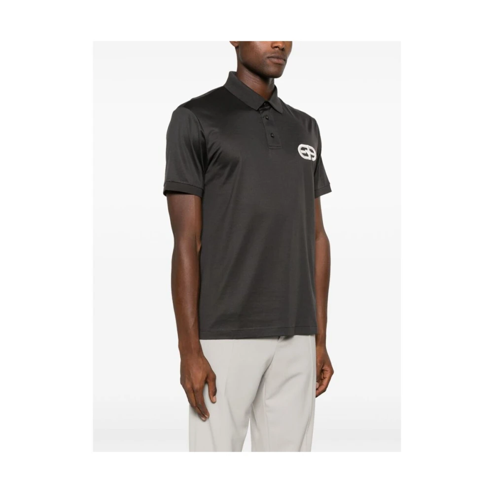 Emporio Armani Gebreide Polo Sweater in Grijs Gray Heren