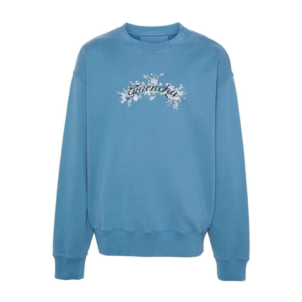 Givenchy Tröja med blommigt tryck och rund hals Blue, Herr