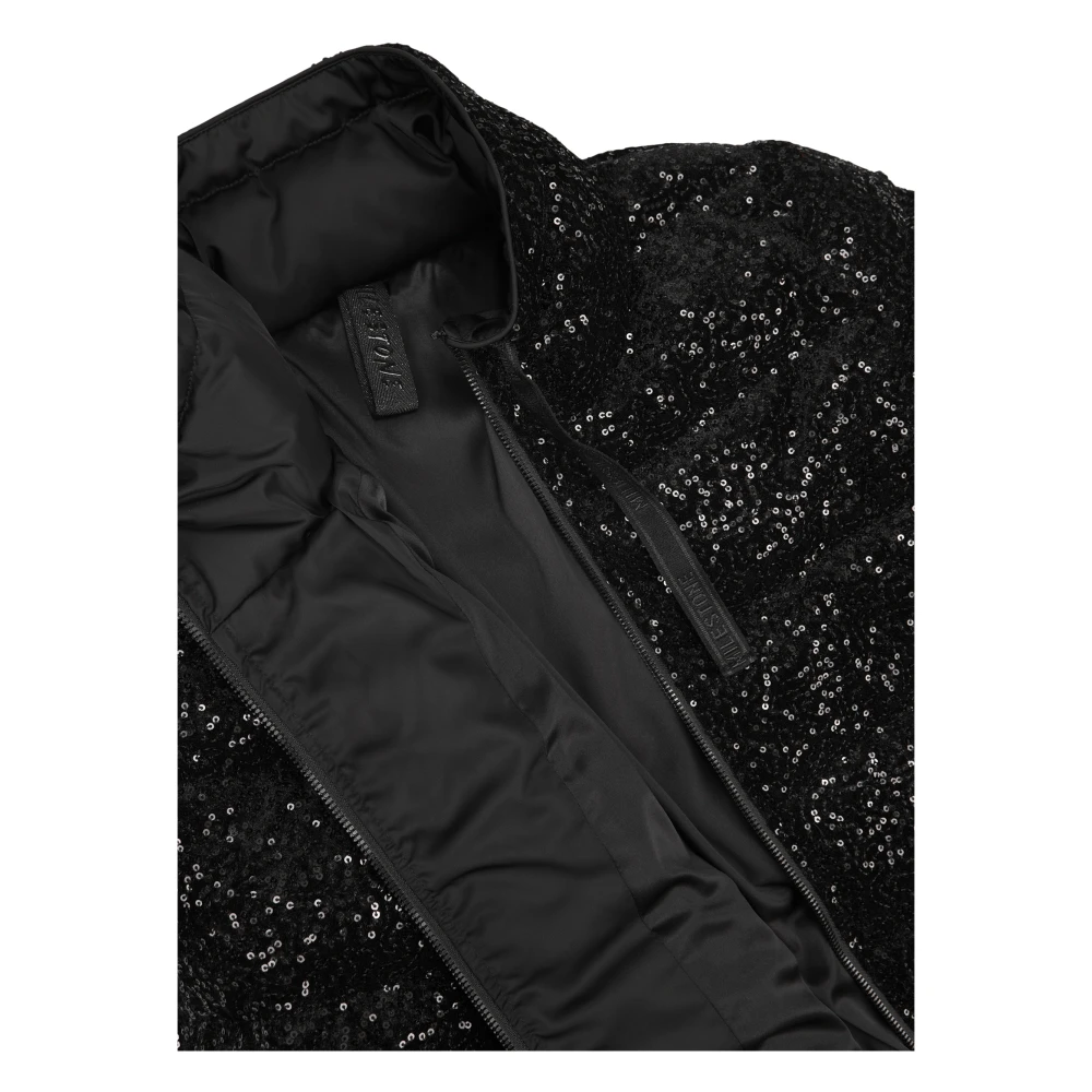 Milestone Glanzende Paillettenfluwelen Jas Black Dames