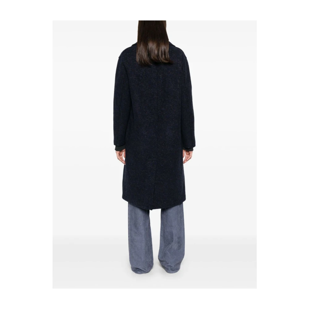 Harris Wharf London Midnight Blue Double-Breasted Coat Blue Dames