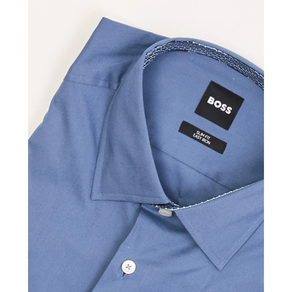 Hugo Boss Blauw Slim Fit Katoenen Overhemd Blue Heren