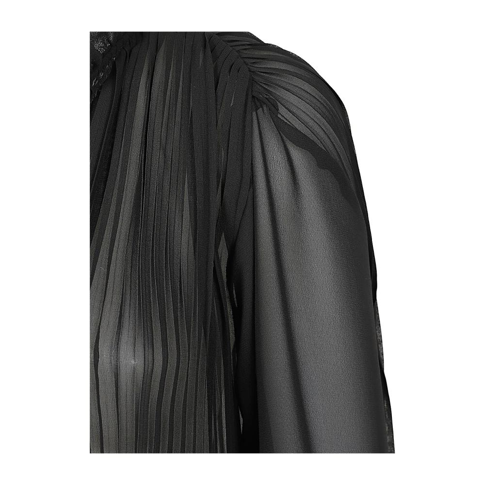 Aspesi Fladderende Top met Pofmouwen Black Dames