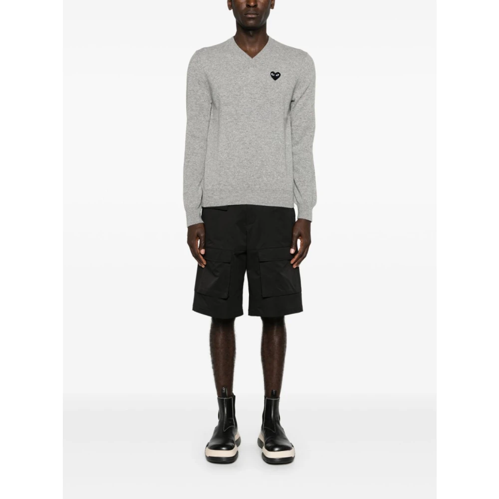 Comme des Garçons Grijze Hart Patch Pullover Sweater Gray Heren