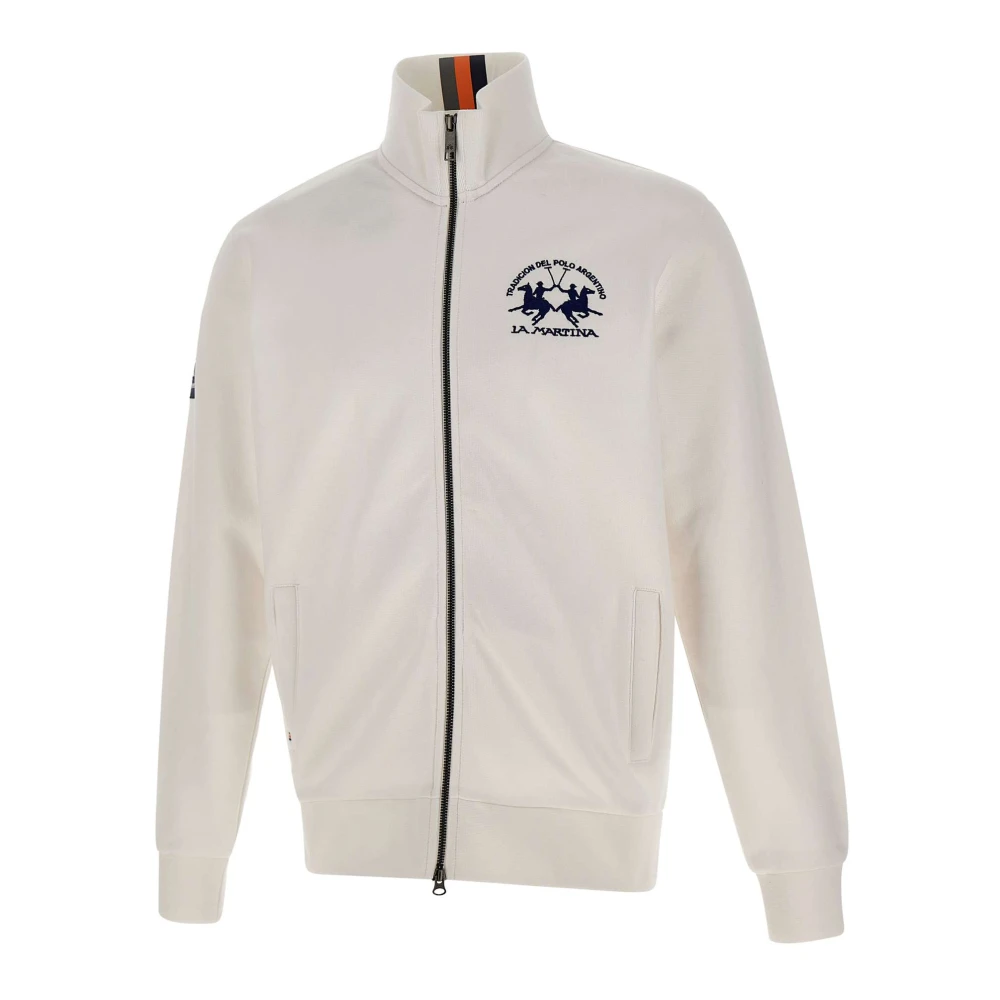 LA MARTINA Witte Katoenen Sweatshirt met Ritssluiting White Heren